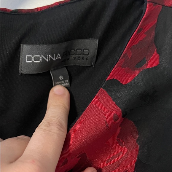 Donna Ricco Red and Black High Low Dress - Picture 2 of 3